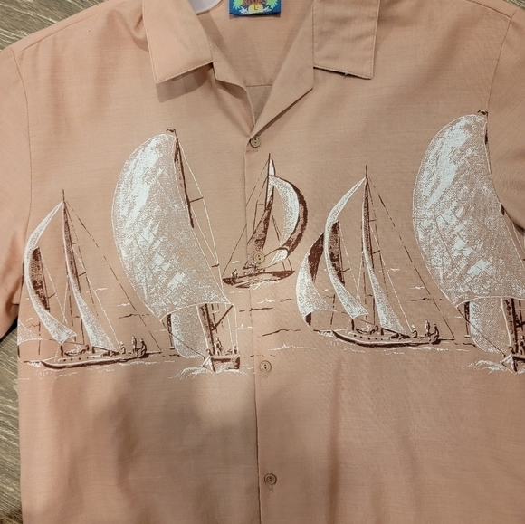 Vintage Men's Sailboat button down tiki shirt size large - Picture 5 of 7